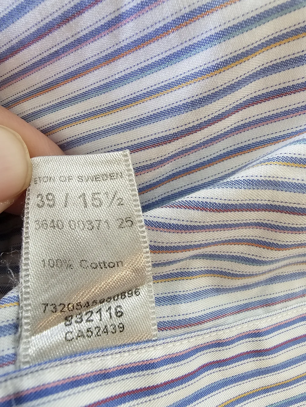 ETON Contemporary Men's Dress Shirt Size 39, 15 1/2 Striped W/Colored Buttons - Picture 9 of 10